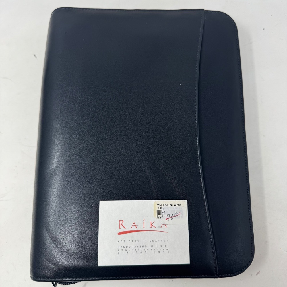 Raika Handcrafted Leather 3 Ring Binder Planner Organizer‎ Black TN 204